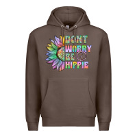 Coffee Don't Worry Be Hippie Premium Hoodie - CowhideDigitalArt