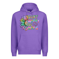 Purple Don't Worry Be Hippie Premium Hoodie - CowhideDigitalArt