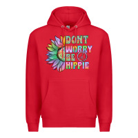Red Don't Worry Be Hippie Premium Hoodie - CowhideDigitalArt