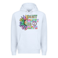 White Don't Worry Be Hippie Premium Hoodie - CowhideDigitalArt