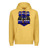 Antique Gold Back the blue Premium Hoodie - Neo Western