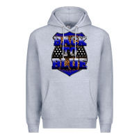 Heather Grey Back the blue Premium Hoodie - Neo Western