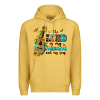 Antique Gold the lord is my strength and my song guitar with su Premium Hoodie - AdoDesignShop