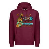 Burgundy the lord is my strength and my song guitar with su Premium Hoodie - AdoDesignShop