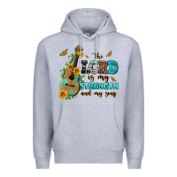 Heather Grey the lord is my strength and my song guitar with su Premium Hoodie - AdoDesignShop