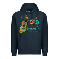 Navy the lord is my strength and my song guitar with su Premium Hoodie - AdoDesignShop