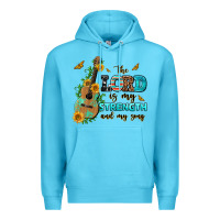 Ocean Blue the lord is my strength and my song guitar with su Premium Hoodie - AdoDesignShop