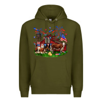 Army Green Barn farm animals 4th of July Premium Hoodie - Neo Western