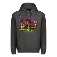 Charcoal Heather Barn farm animals 4th of July Premium Hoodie - Neo Western