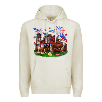 Oatmeal Heather Barn farm animals 4th of July Premium Hoodie - Neo Western