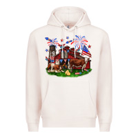 Pale Pink Barn farm animals 4th of July Premium Hoodie - Neo Western