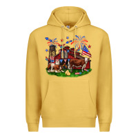Antique Gold Barn farm animals 4th of July Premium Hoodie - Neo Western