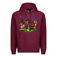 Burgundy Barn farm animals 4th of July Premium Hoodie - Neo Western