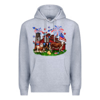 Heather Grey Barn farm animals 4th of July Premium Hoodie - Neo Western