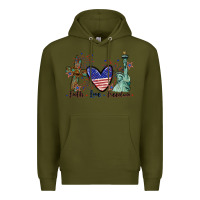 Army Green Faith love Freedom 4th of july Premium Hoodie - CowGirlArtShop