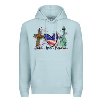Blue Mist Faith love Freedom 4th of july Premium Hoodie - CowGirlArtShop