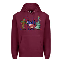 Burgundy Faith love Freedom 4th of july Premium Hoodie - CowGirlArtShop