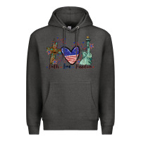 Charcoal Heather Faith love Freedom 4th of july Premium Hoodie - CowGirlArtShop