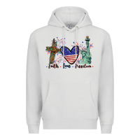 Dove Grey Faith love Freedom 4th of july Premium Hoodie - CowGirlArtShop