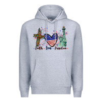 Heather Grey Faith love Freedom 4th of july Premium Hoodie - CowGirlArtShop