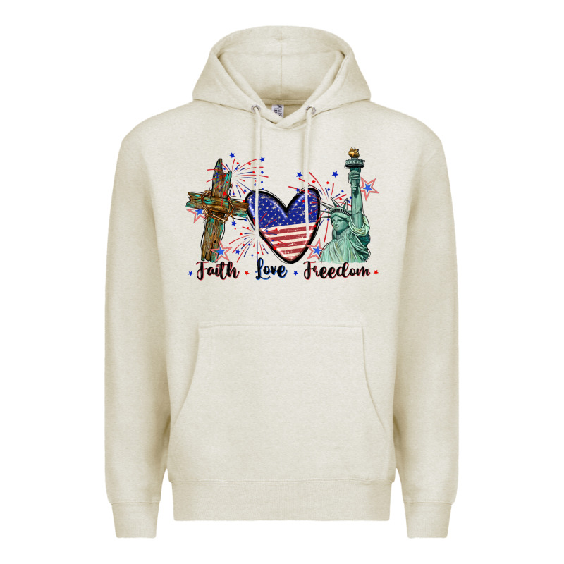 Faith Love Freedom 4th Of July Premium Hoodie by CowGirlArtShop | Teevron