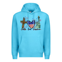 Ocean Blue Faith love Freedom 4th of july Premium Hoodie - CowGirlArtShop