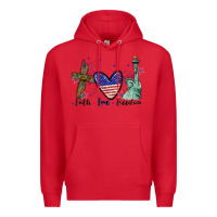 Red Faith love Freedom 4th of july Premium Hoodie - CowGirlArtShop