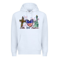 White Faith love Freedom 4th of july Premium Hoodie - CowGirlArtShop