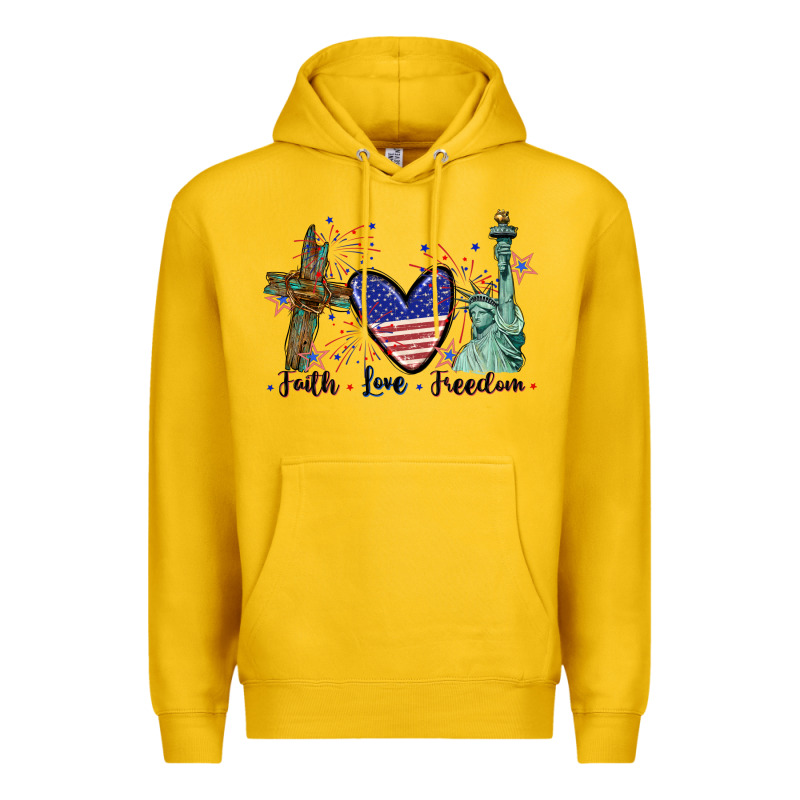 Faith Love Freedom 4th Of July Premium Hoodie by CowGirlArtShop | Teevron
