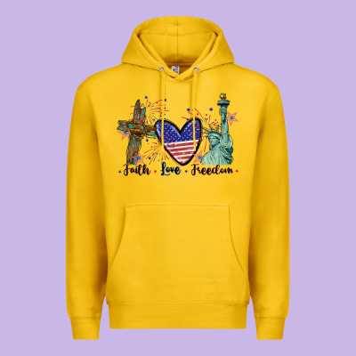 Faith Love Freedom 4th Of July Premium Hoodie Designed By Cowgirlartshop
