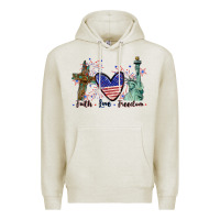 Oatmeal Heather Faith love Freedom 4th of july Premium Hoodie - CowGirlArtShop