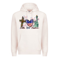 Pale Pink Faith love Freedom 4th of july Premium Hoodie - CowGirlArtShop