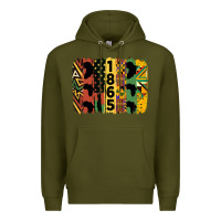 Army Green juneteenth brush stroke 2 Premium Hoodie - HRA Design Shop