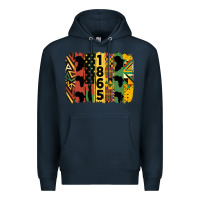 Navy juneteenth brush stroke 2 Premium Hoodie - HRA Design Shop
