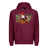 Burgundy christmas joy cow Premium Hoodie - CowhideDigitalArt