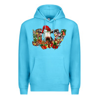 Ocean Blue christmas joy cow Premium Hoodie - CowhideDigitalArt