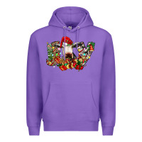 Purple christmas joy cow Premium Hoodie - CowhideDigitalArt