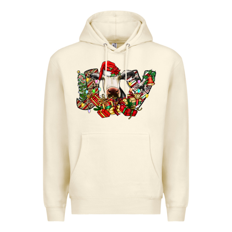 Christmas Joy Cow Premium Hoodie by CowhideDigitalArt | Teevron