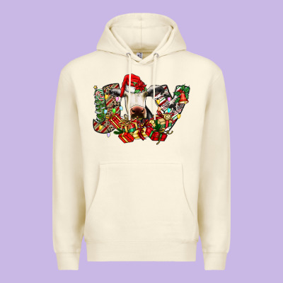 Christmas Joy Cow Premium Hoodie Designed By Cowhidedigitalart
