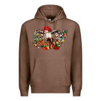 Chestnut christmas joy cow Premium Hoodie - CowhideDigitalArt