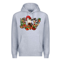 Heather Grey christmas joy cow Premium Hoodie - CowhideDigitalArt