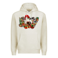 Oatmeal Heather christmas joy cow Premium Hoodie - CowhideDigitalArt