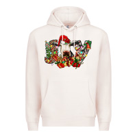 Pale Pink christmas joy cow Premium Hoodie - CowhideDigitalArt