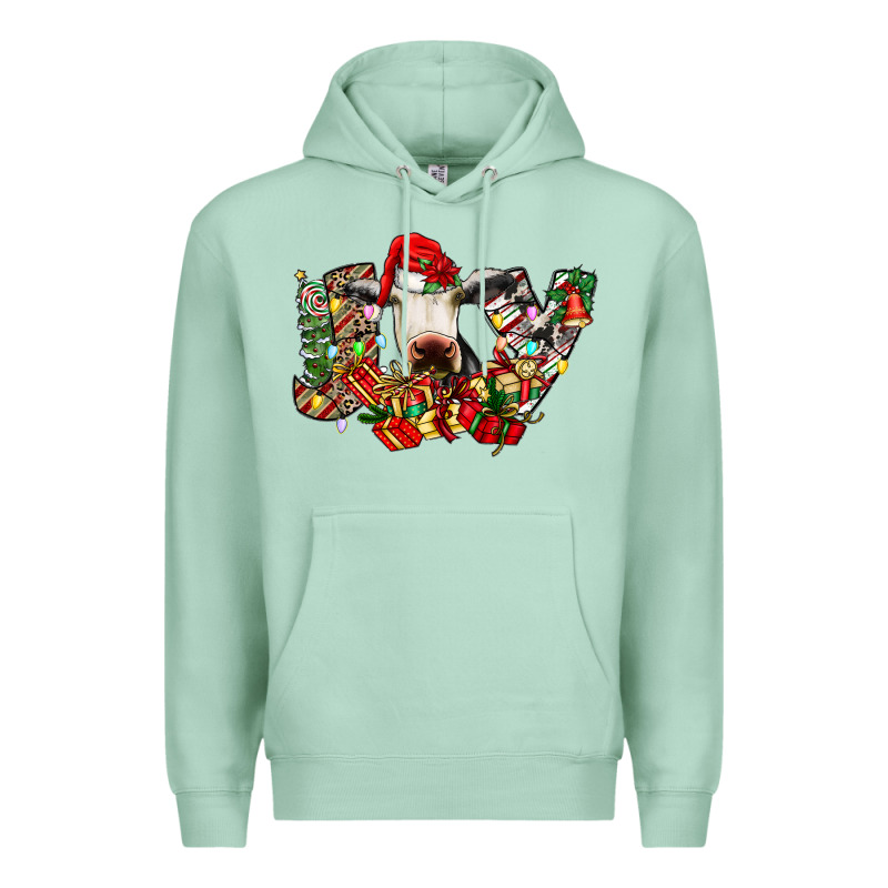 Christmas Joy Cow Premium Hoodie by CowhideDigitalArt | Teevron