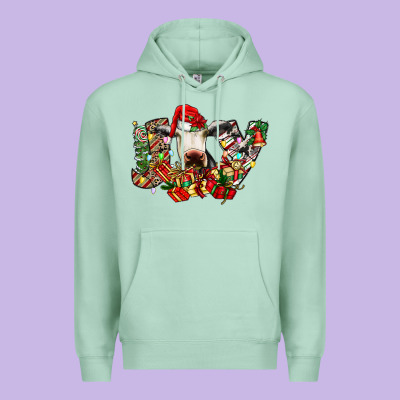Christmas Joy Cow Premium Hoodie Designed By Cowhidedigitalart