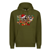 Army Green christmas joy highland cow Premium Hoodie - CowhideDigitalArt