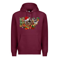 Burgundy christmas joy highland cow Premium Hoodie - CowhideDigitalArt