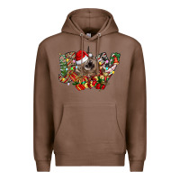 Chestnut christmas joy highland cow Premium Hoodie - CowhideDigitalArt