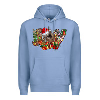 Colony Blue christmas joy highland cow Premium Hoodie - CowhideDigitalArt