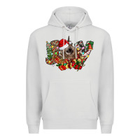 Dove Grey christmas joy highland cow Premium Hoodie - CowhideDigitalArt